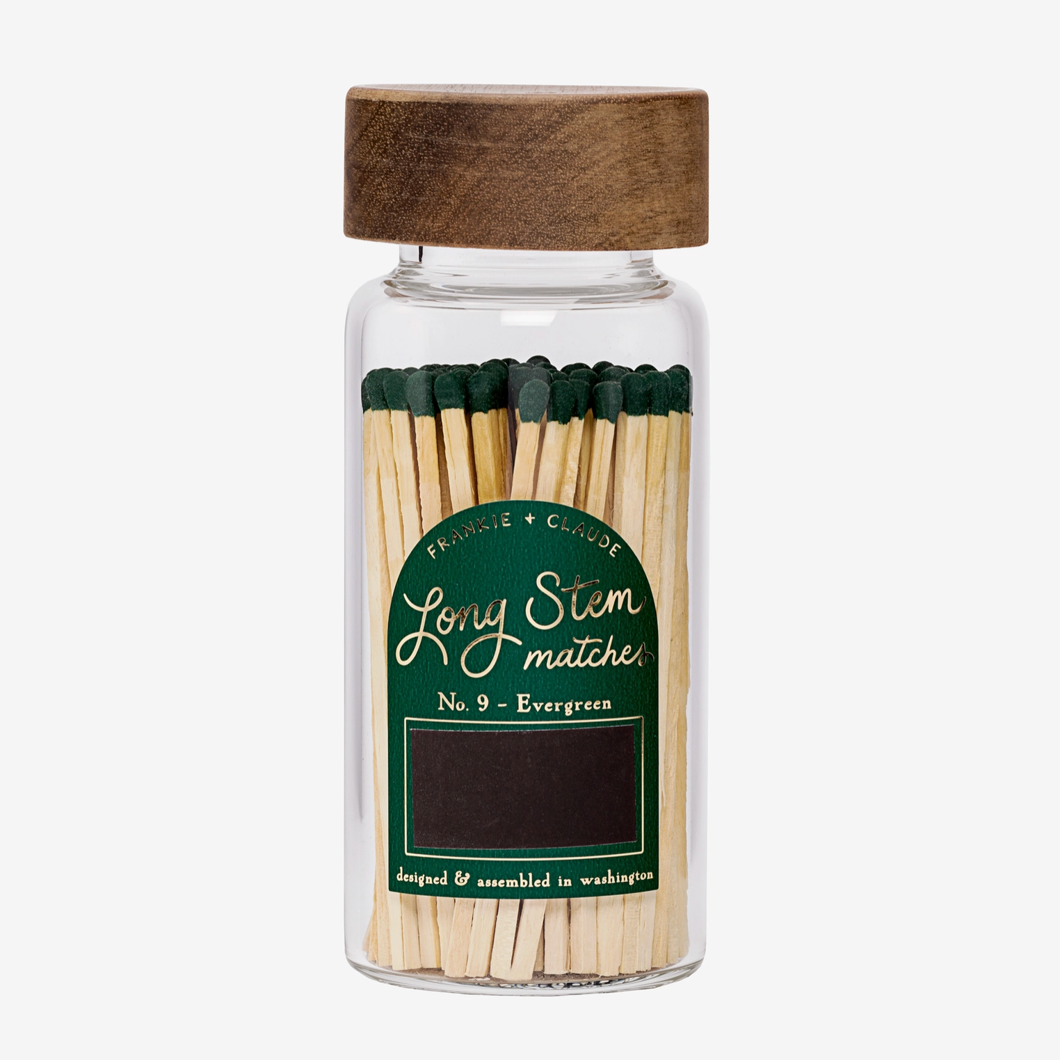 Forest Green Matches in Wood-Lidded Glass Jar