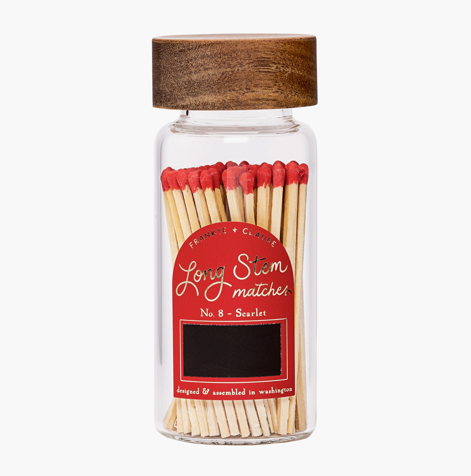Red Matches in Wood-Lidded Glass Jar