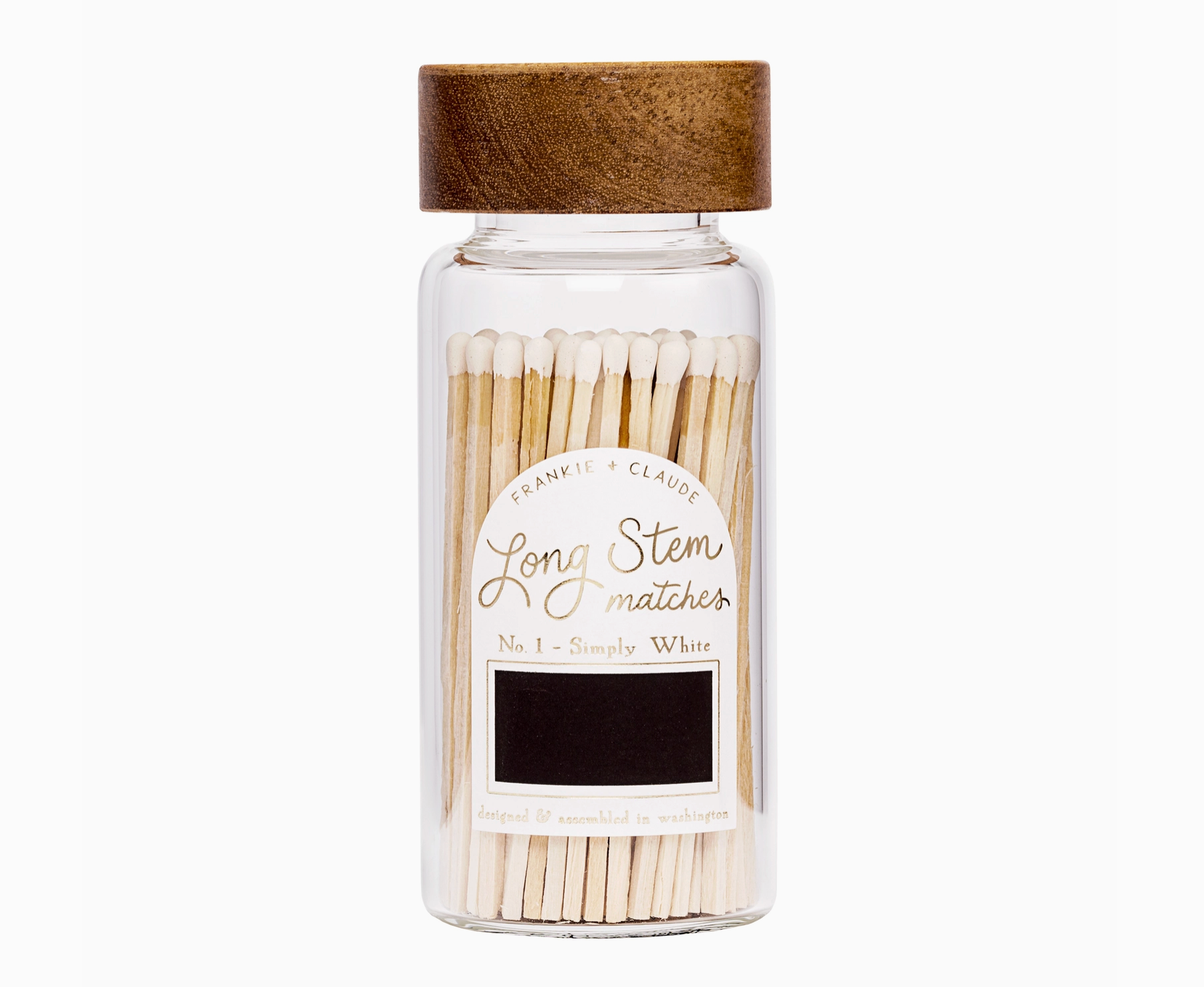 White Matches in Wood-Lidded Glass Jar