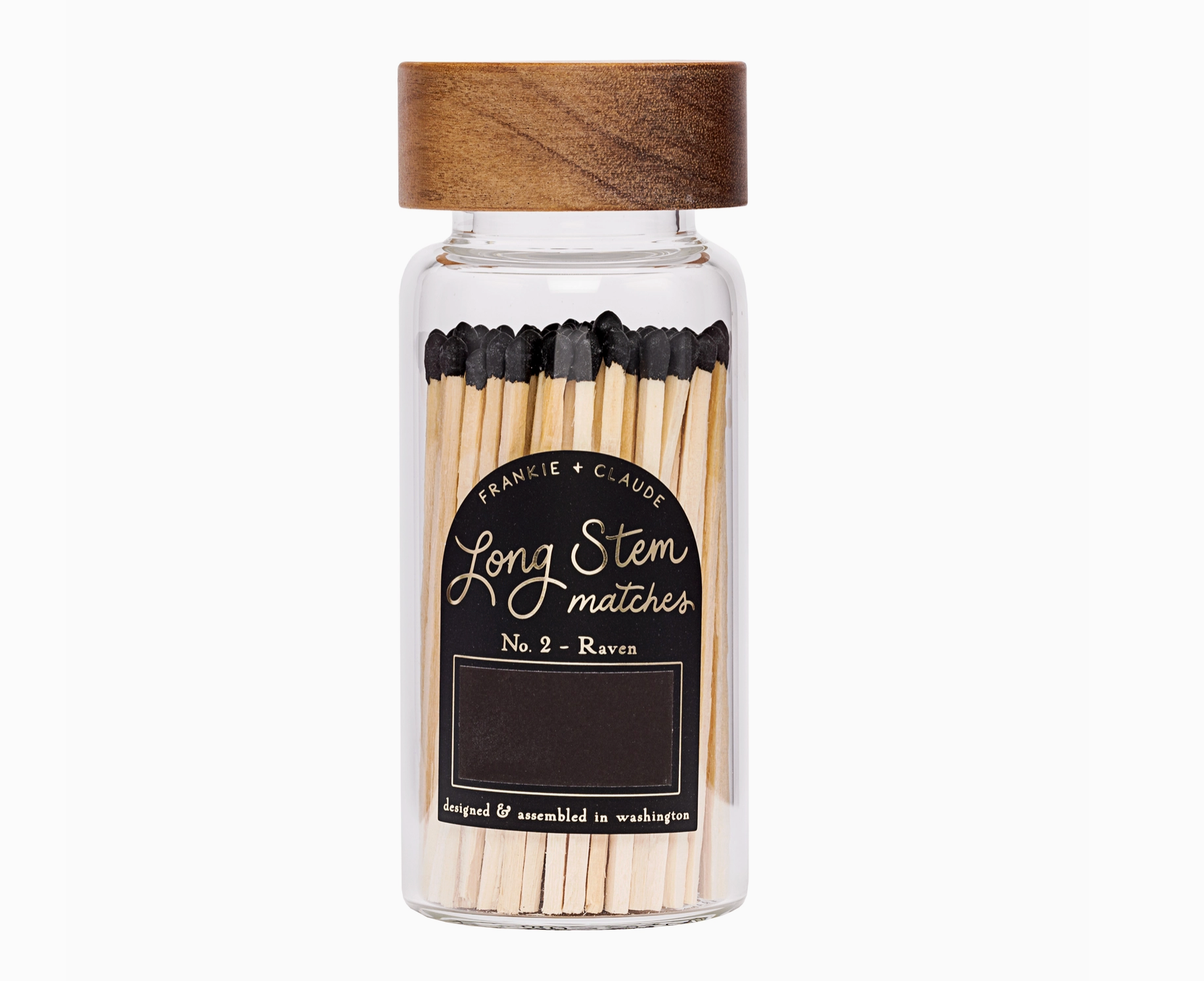 Black Matches in Wood-Lidded Glass Jar