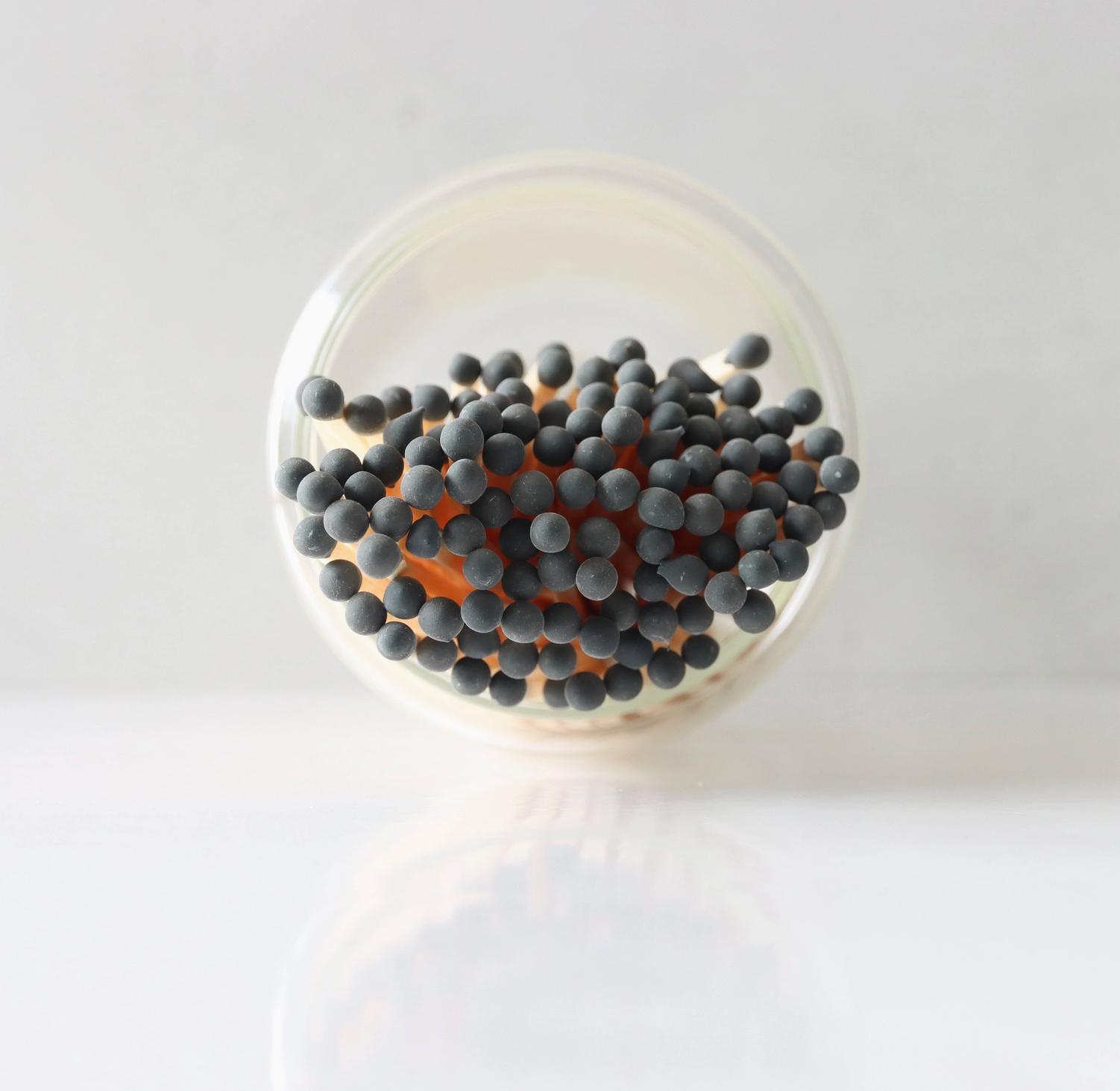 Black Fireplace Matches in Wood Lid Jar