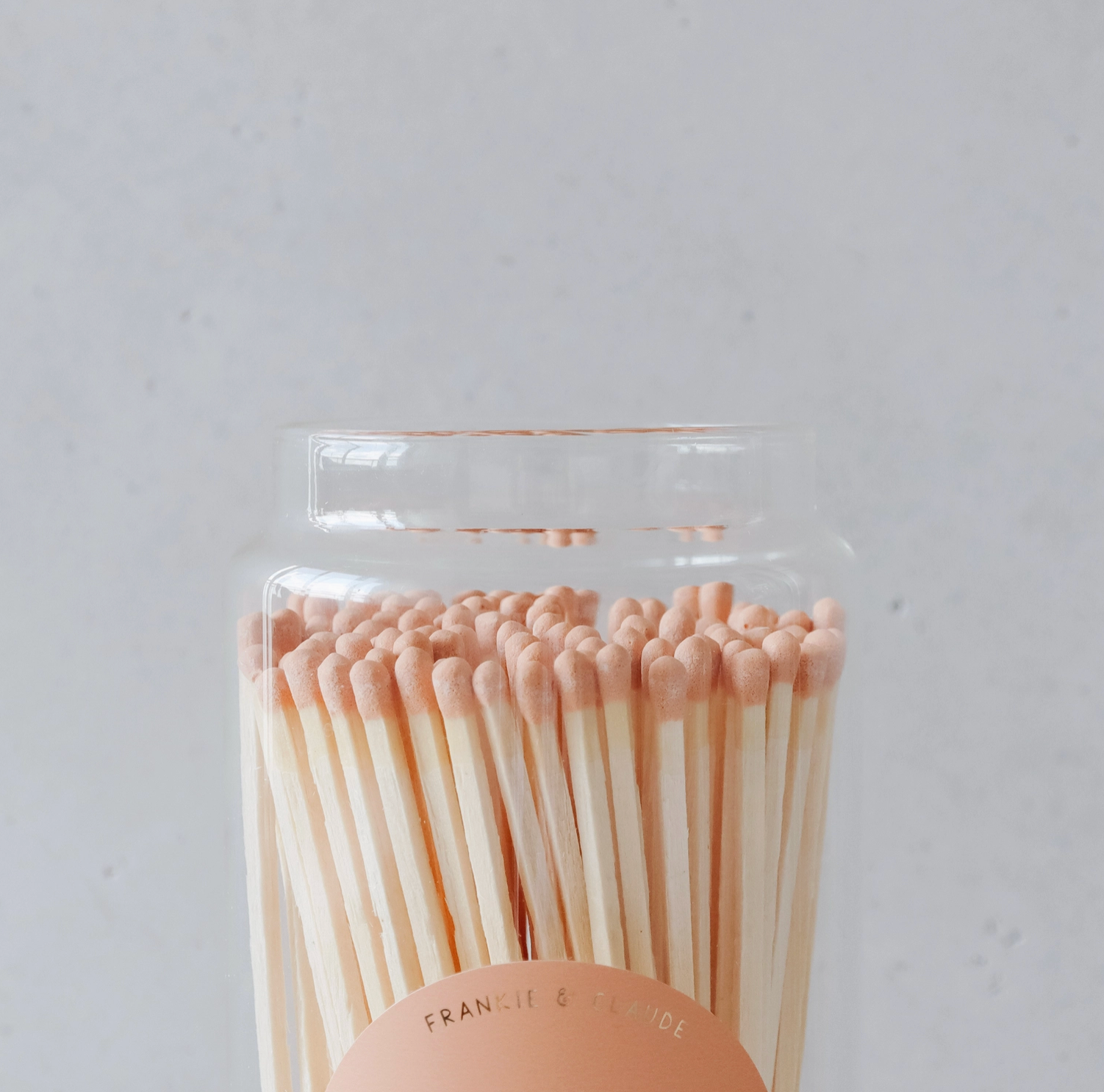 Orange Fireplace Matches in Wood Lid Jar